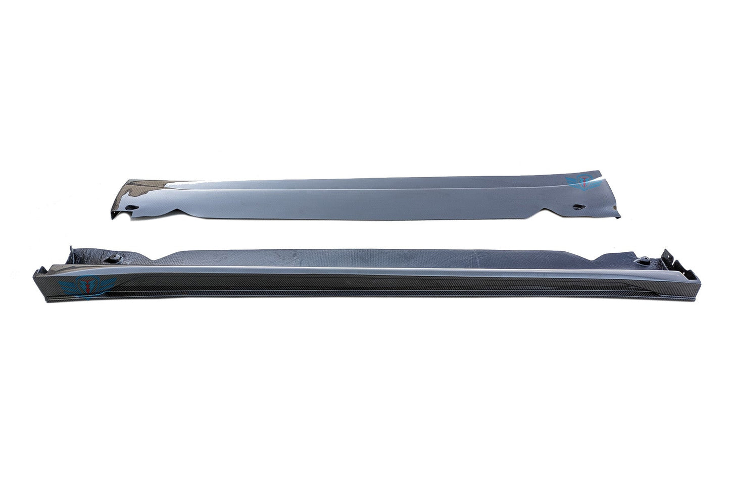 Tesla Model Y Genuine Carbon Fiber SHX Full Replacement Side Skirts | FYBR Aerodynamics