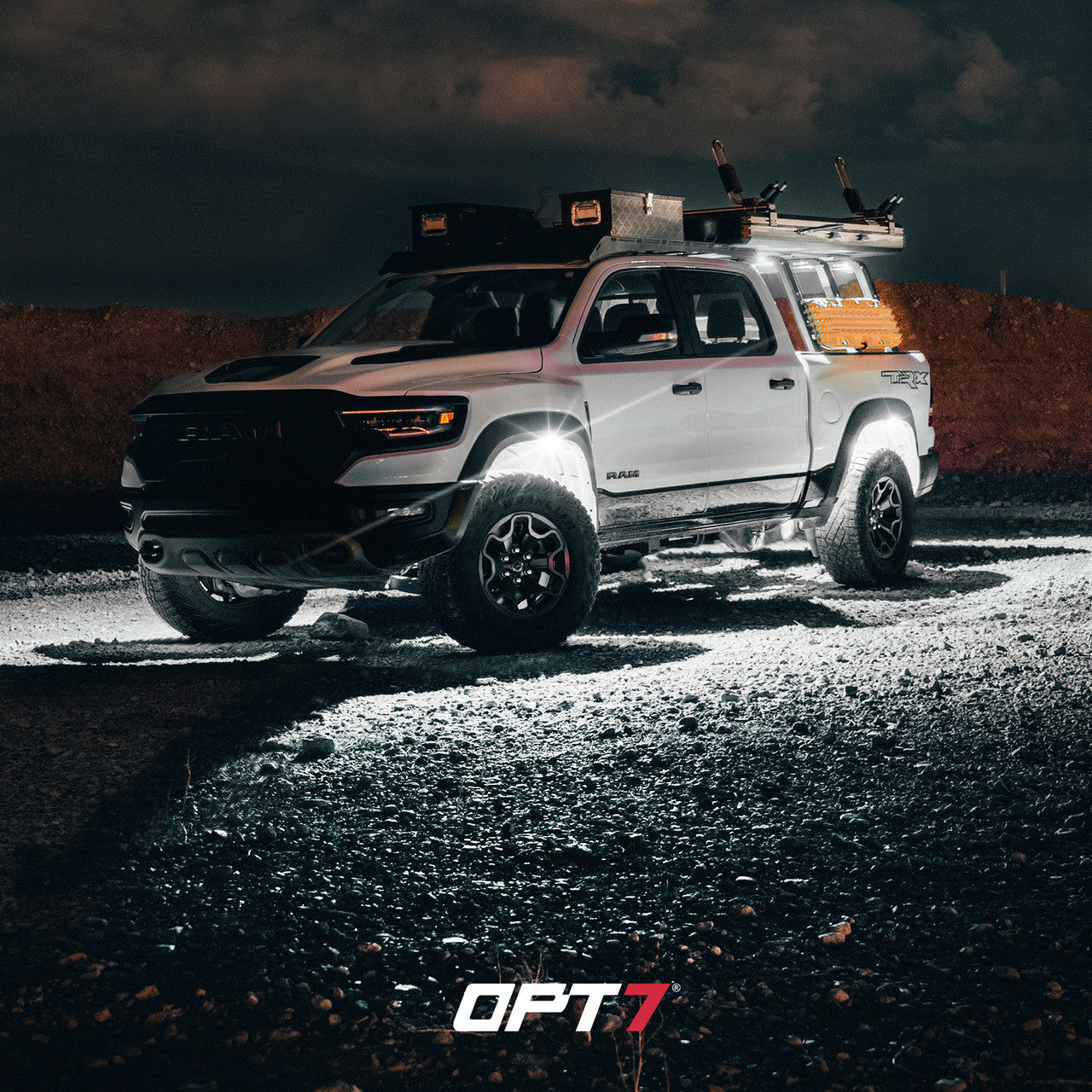 OPT7 Photon White 4PCS LED Rock Light w-Magnet Wide Angle Underglow Neon Lighting Kit