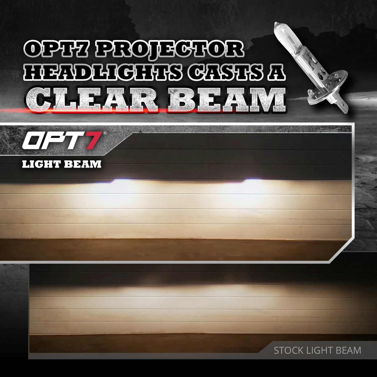 OPT7 07-14 Chevrolet Silverado Black w-Ultra White DRL LED Tube Headlights Projector