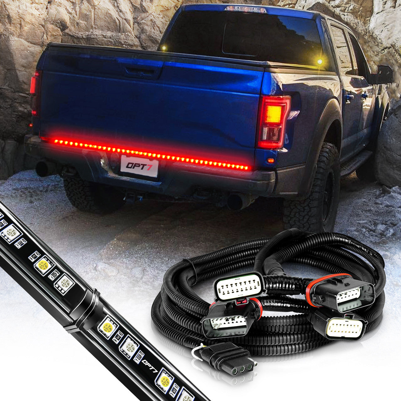 Ford F150 Tailgate LED Light Bar Bundle: Redline Parlux LED Tailgate Light Bar with F150 Quick Connect Harness Kit
