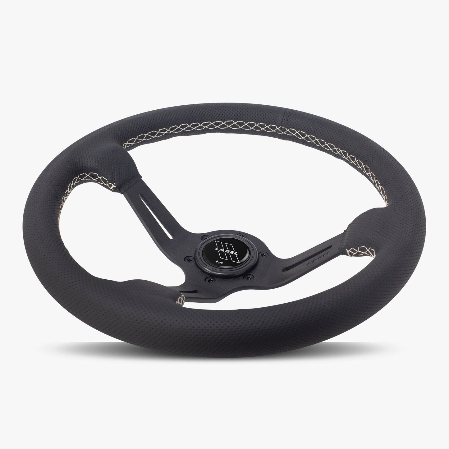 The Le Mans | Black Perforated Leather | Black Spoke | White Stitch