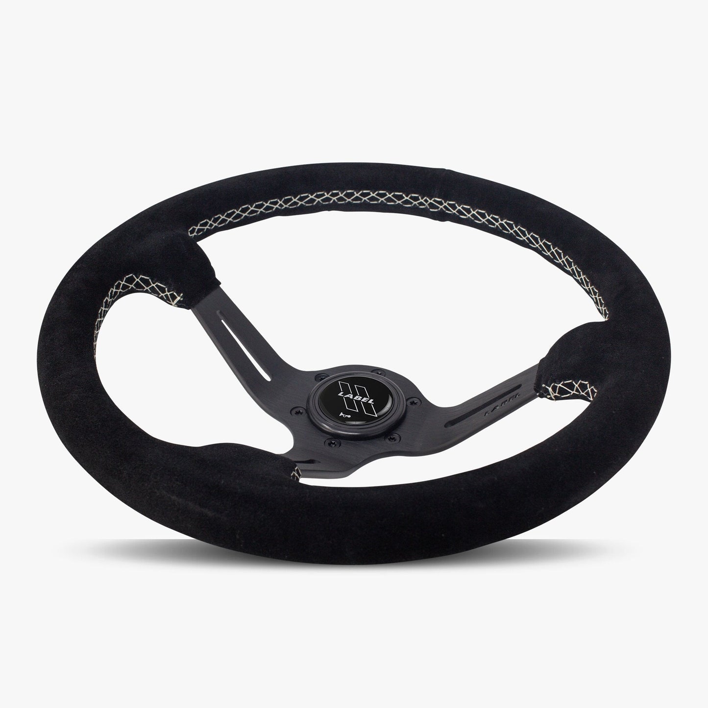 The Le Mans | Black Alcantara Suede | Black Spoke | White Stitch