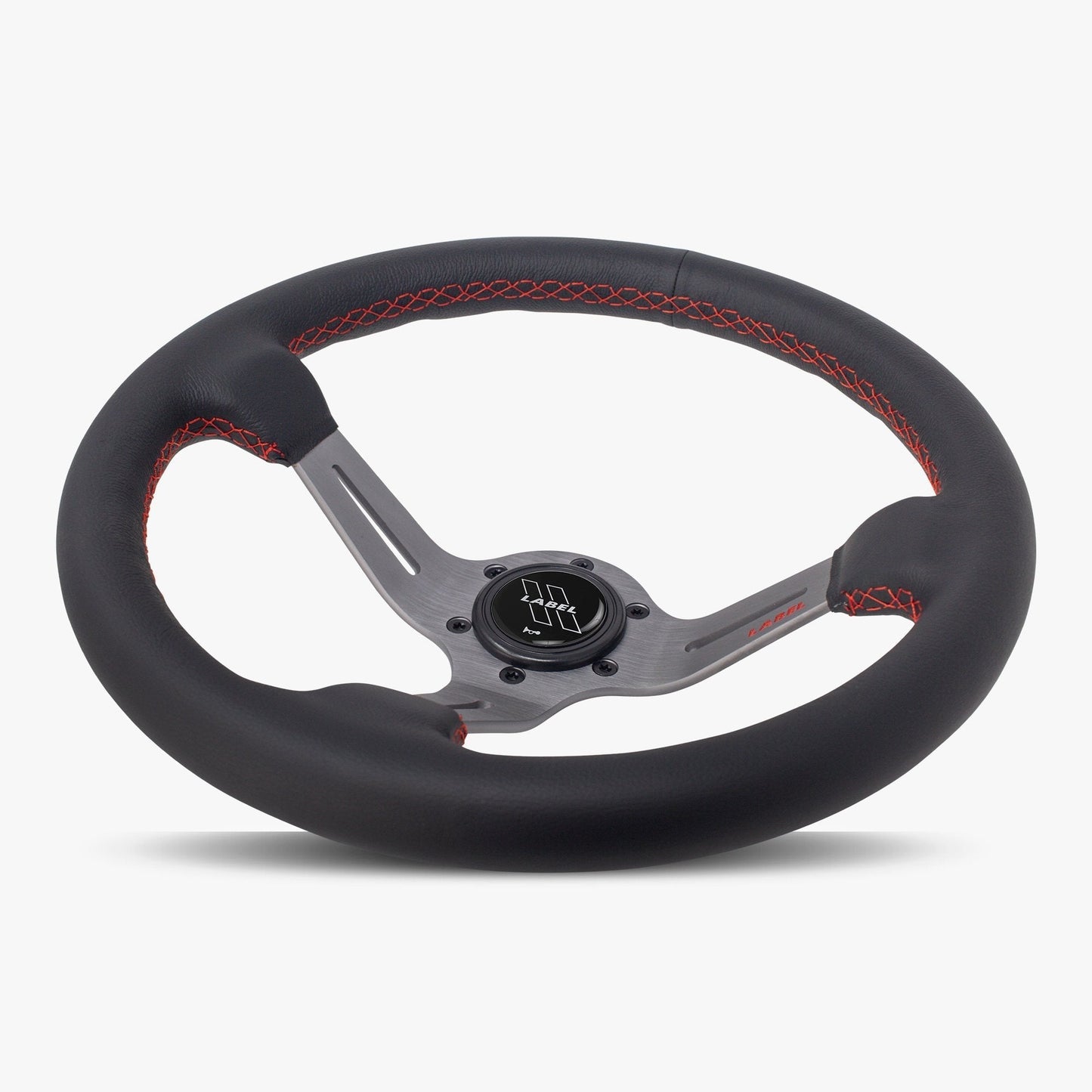 The Le Mans | Black Leather | Graphite Spoke | Red Stitch