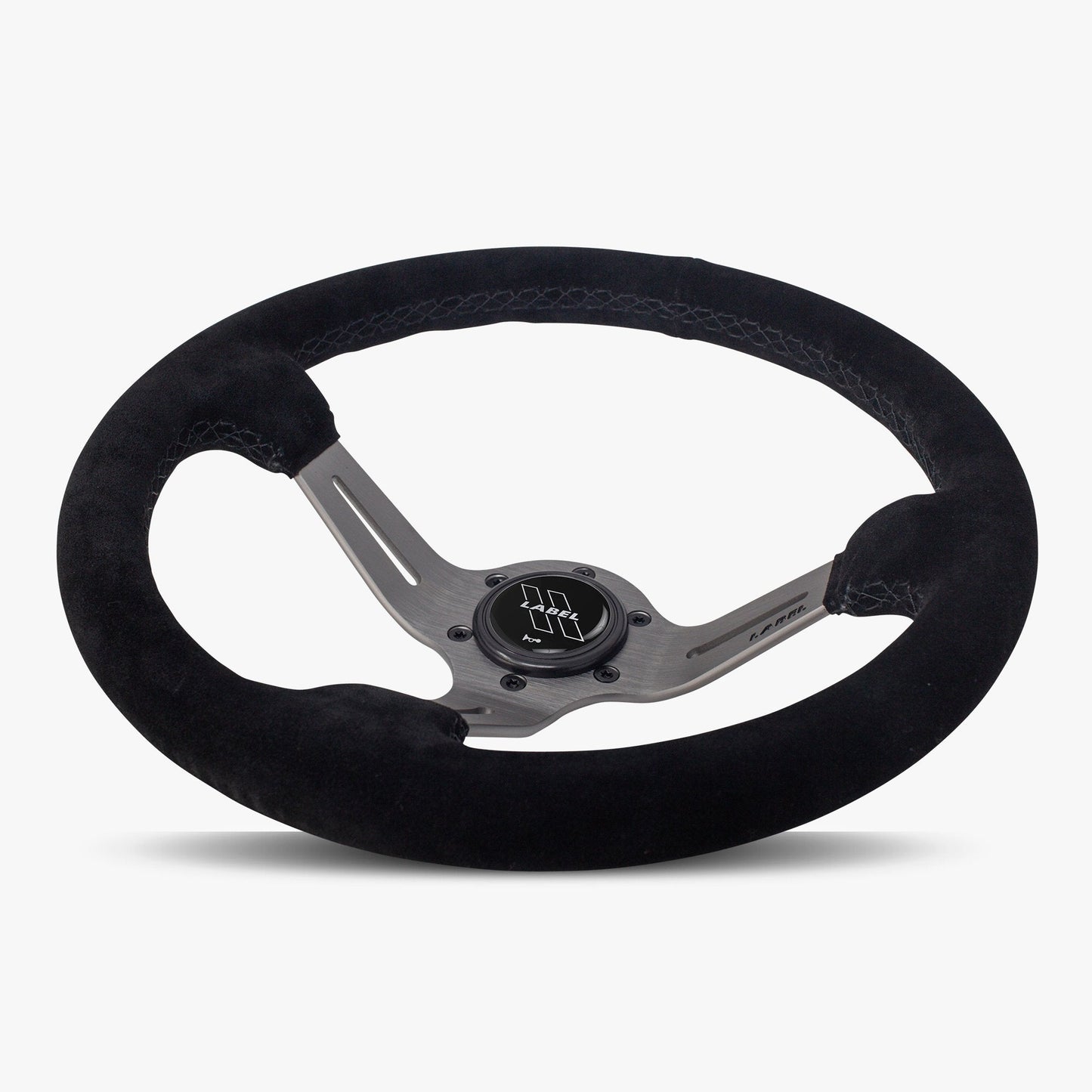 The Le Mans | Black Alcantara Suede | Graphite Spoke | Black Stitch