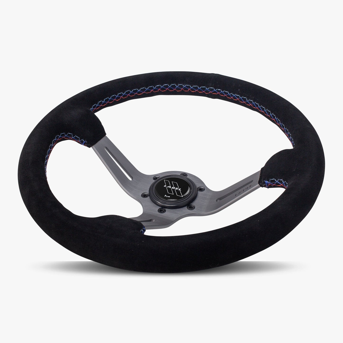 The Le Mans | Black Alcantara Suede | Graphite Spoke | Bavarian Stitch