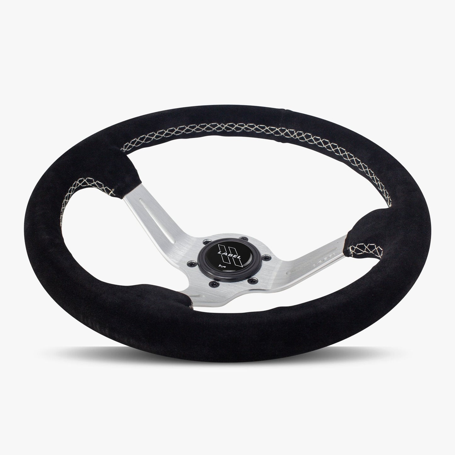 The Le Mans | Black Alcantara Suede | Silver Spoke | White Stitch