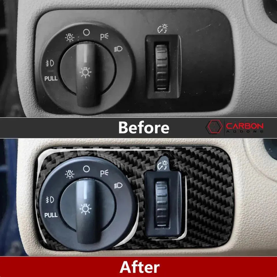 Real Carbon Fiber Headlight Switch Trim Overlay | Mustang 2005-2009