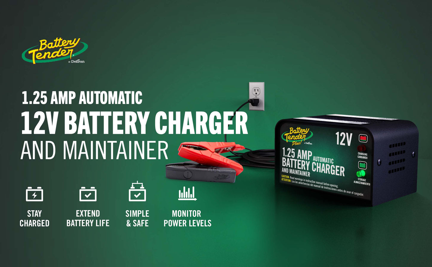 Battery Tender Plus 1.25 AMP 12V Battery Charger and Maintainer