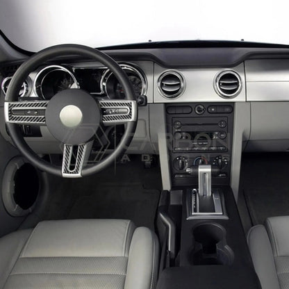 Real Carbon Fiber Steering Wheel Trim Overlay For Mustang 2005-2009