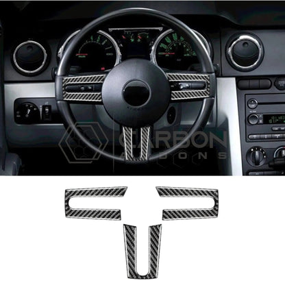 Mustang 2005-2009 Real Carbon Fiber Steering Wheel Trim Overlay