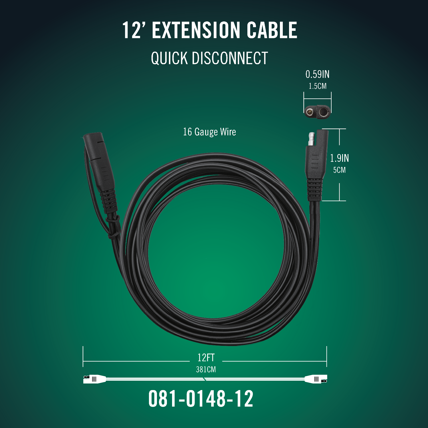 Quick Disconnect 12 Foot Extension Cable 4 Pack