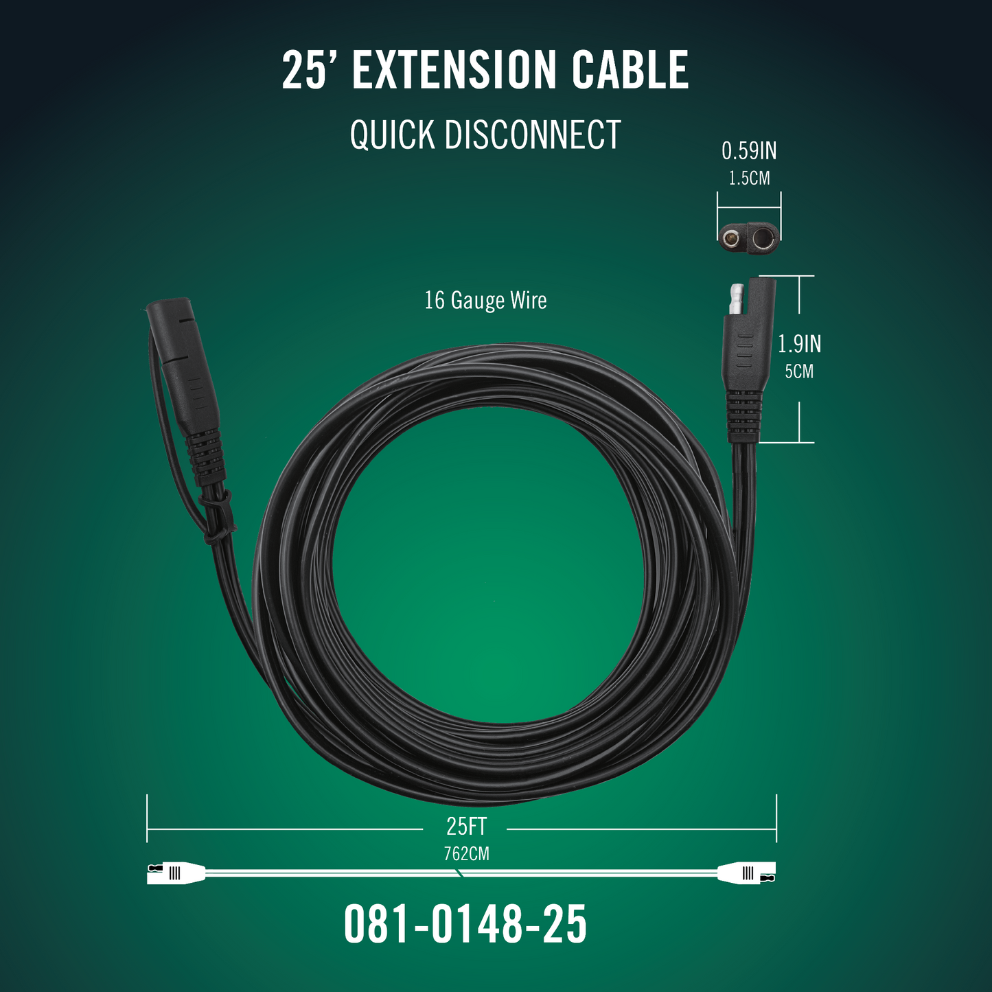 Quick Disconnect 25 Foot Extension Cable 4 Pack