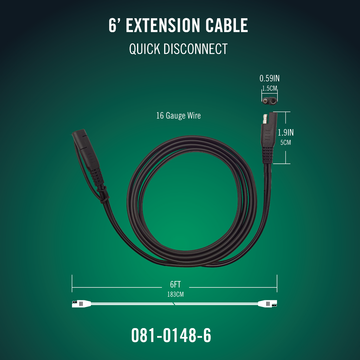 Quick Disconnect 6 Foot Extension Cable
