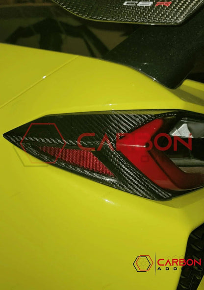 C8 Corvette Rear Taillight Side Lamp Frame Cover – Real Dry Carbon Fiber (2020–2026 Stingray, Z51, Z06, ZR1, HTC & Coupe)