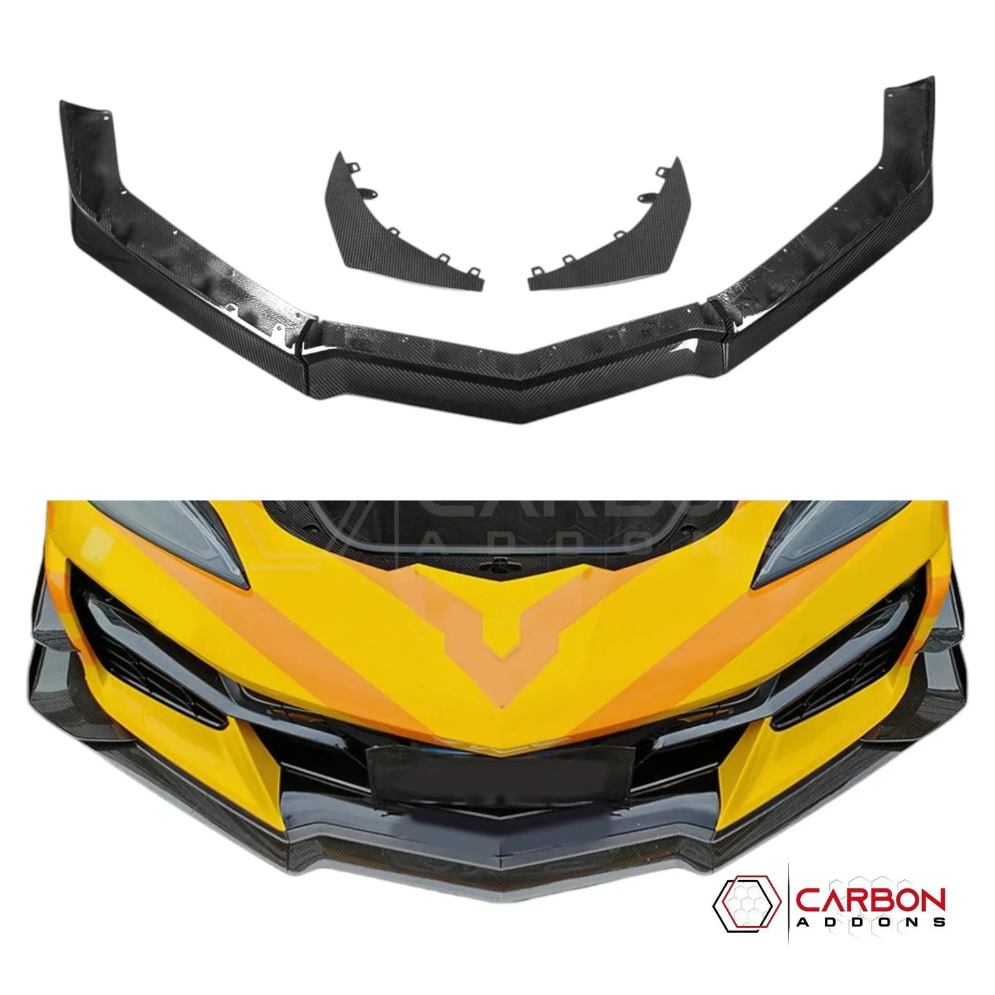 C8 Corvette Z06/E-Ray Dry Pre-preg Carbon Fiber Z07 Style Front Splitter & Canards