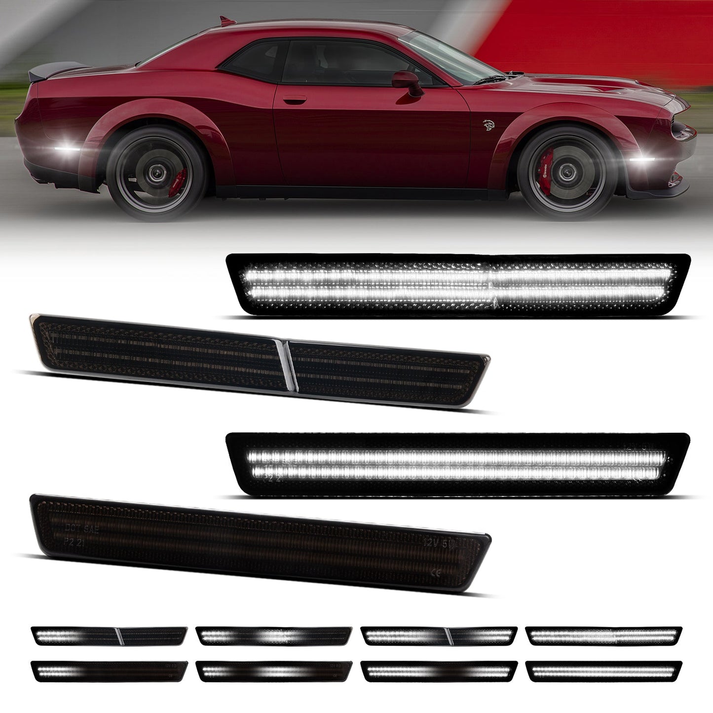 CHALLENGER WIDEBODY 15-23 FRONT/REAR DYNAMIC SMOKED LED SIDE MARKERS