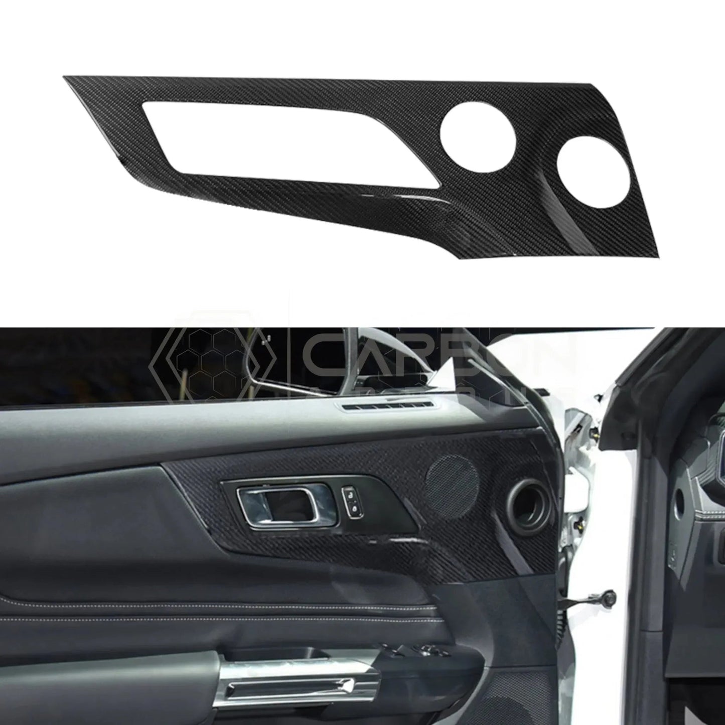 Real Carbon Fiber Door Handle & Speaker Panel Trim Covers for 2024+ Ford Mustang