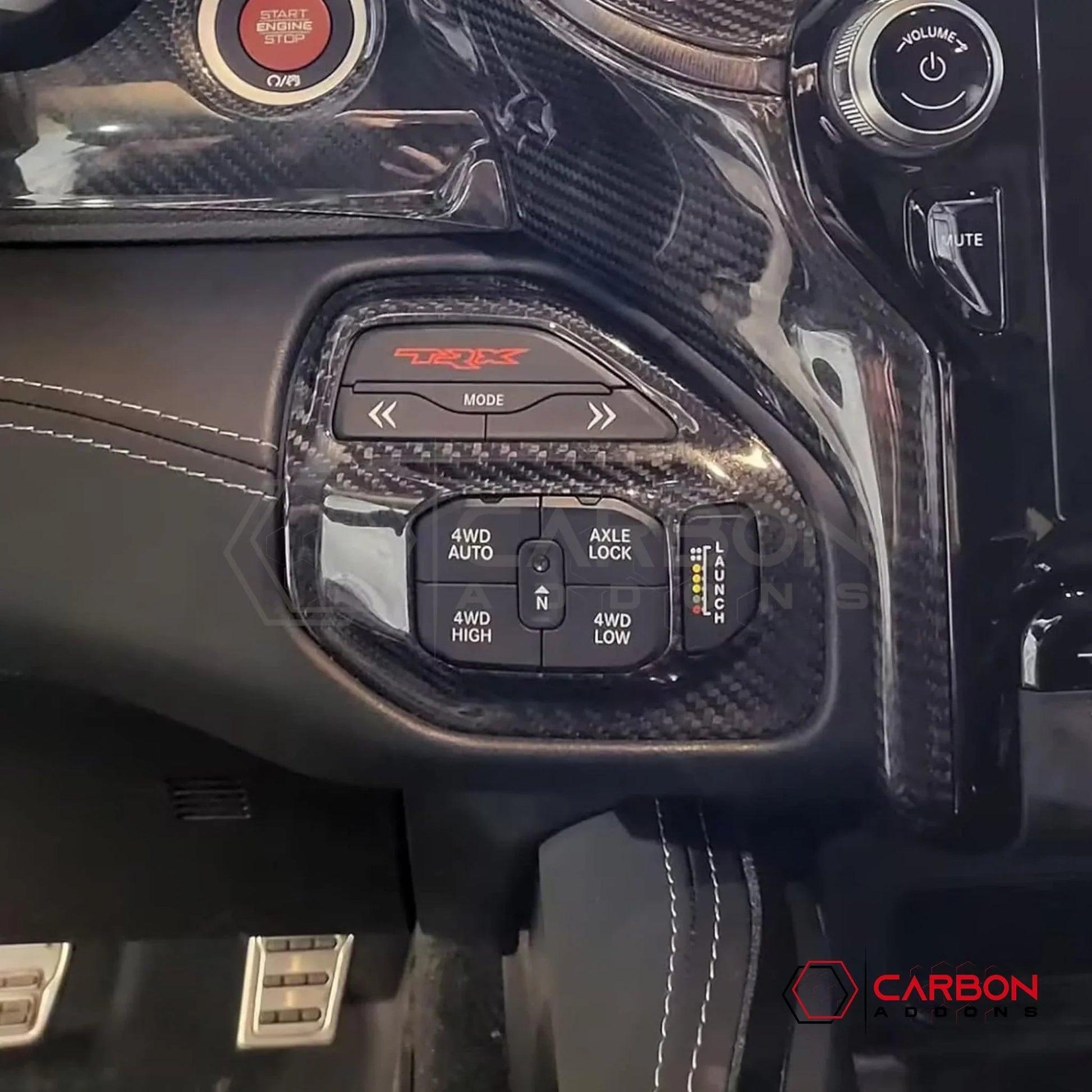 2019+ RAM 1500 TRX/RHO Driving Mode Selector Button Trim Hard Carbon Fiber Cover