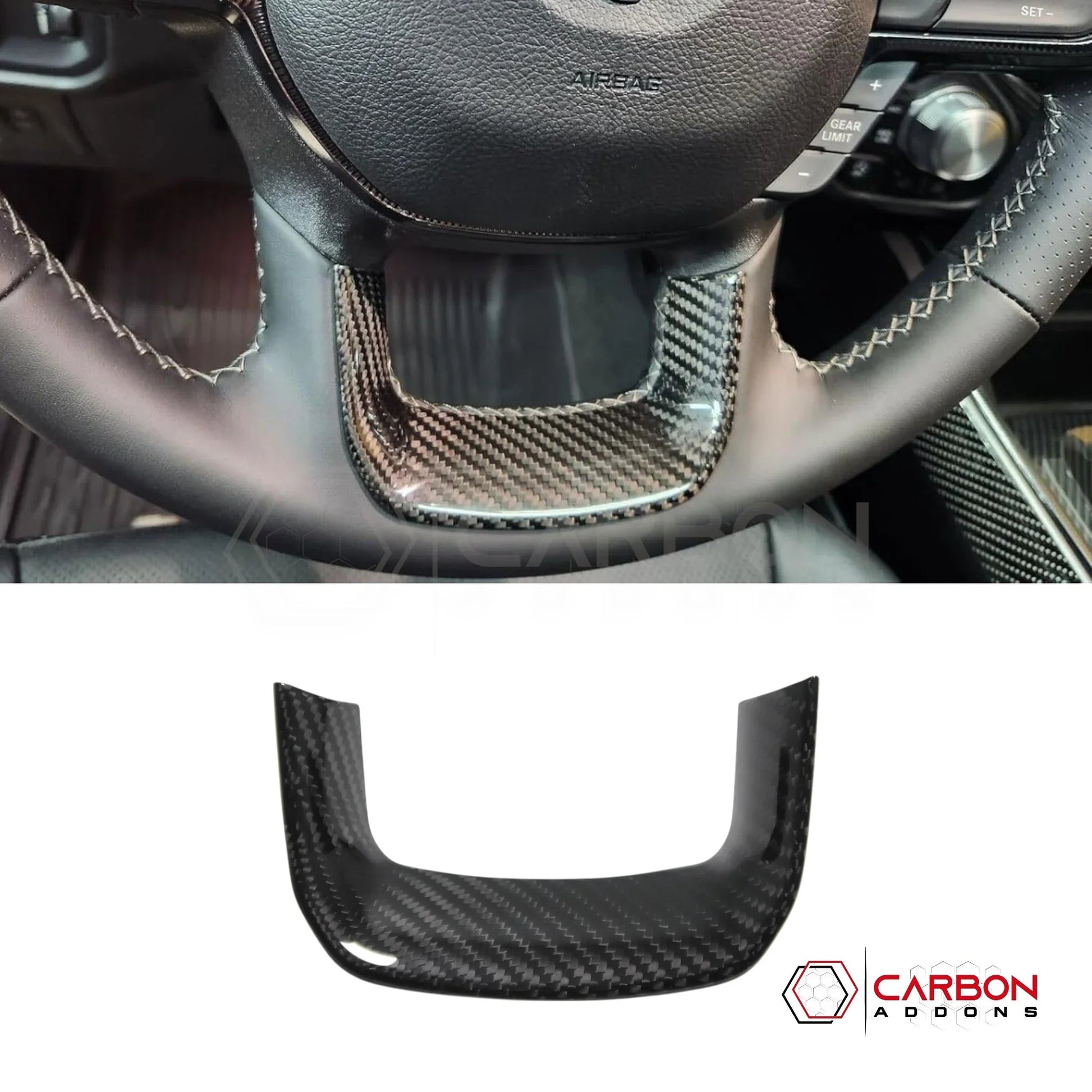 2019+ RAM 1500/TRX/RHO Steering Wheel Lower Trim Hard Carbon Fiber Cover