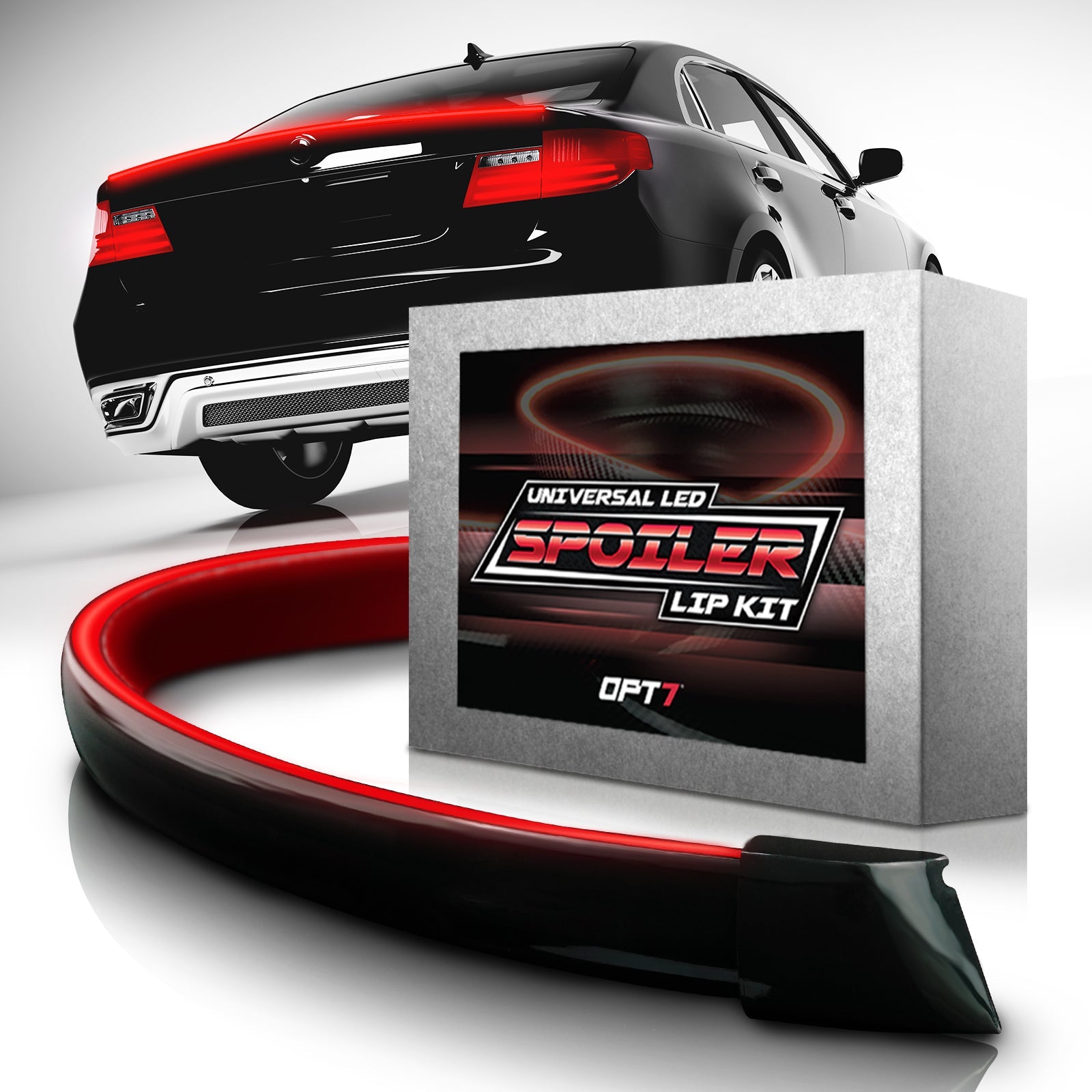 OPT7 Universal LED Rear Spoiler Lip Kit (3.9ft) for Car Trunk Exterior Accessories Brake light Universal Fit for Roof Wing