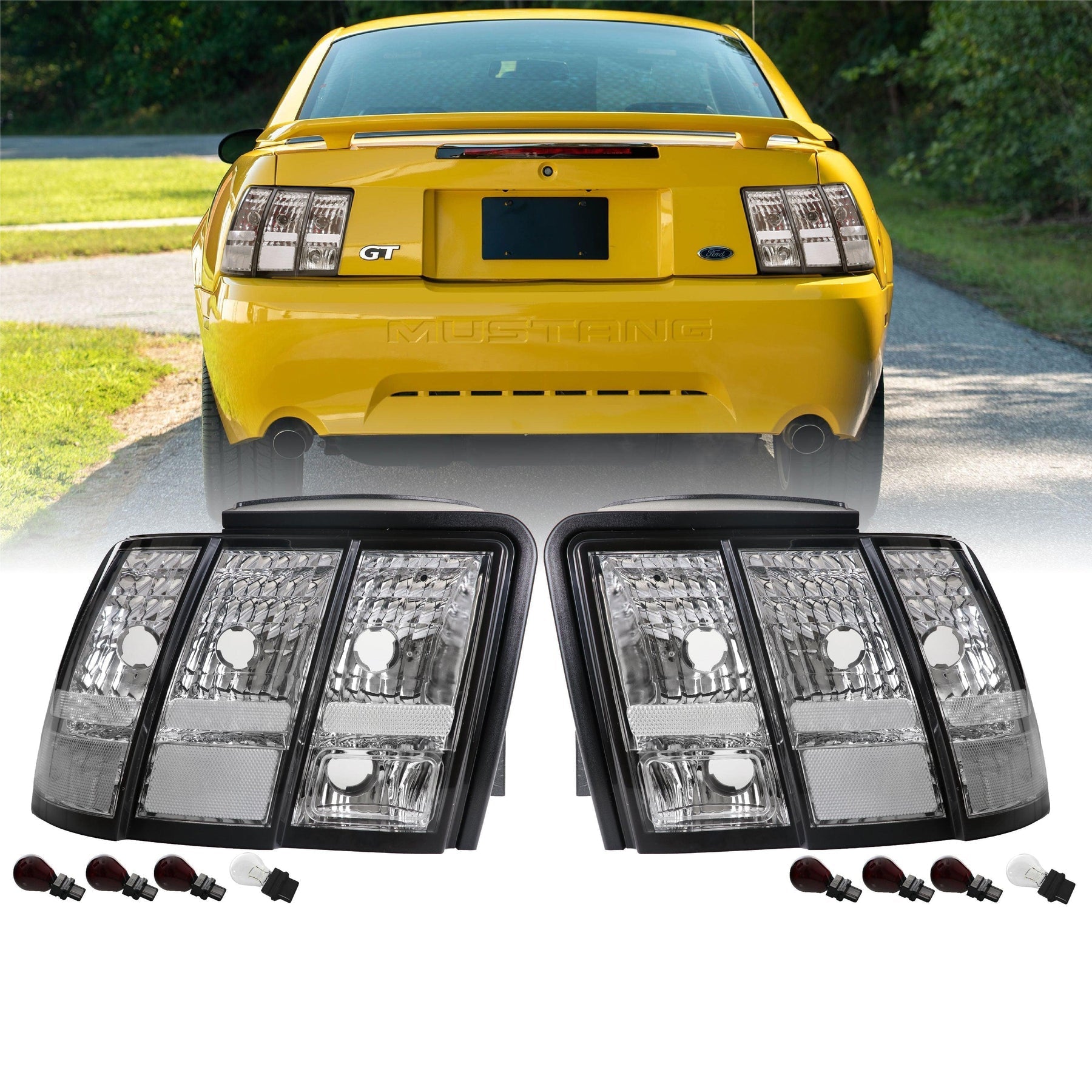 1999-2004 Ford Mustang V6 Gt New Edge Clear Euro Style Tail Light Made By Depo