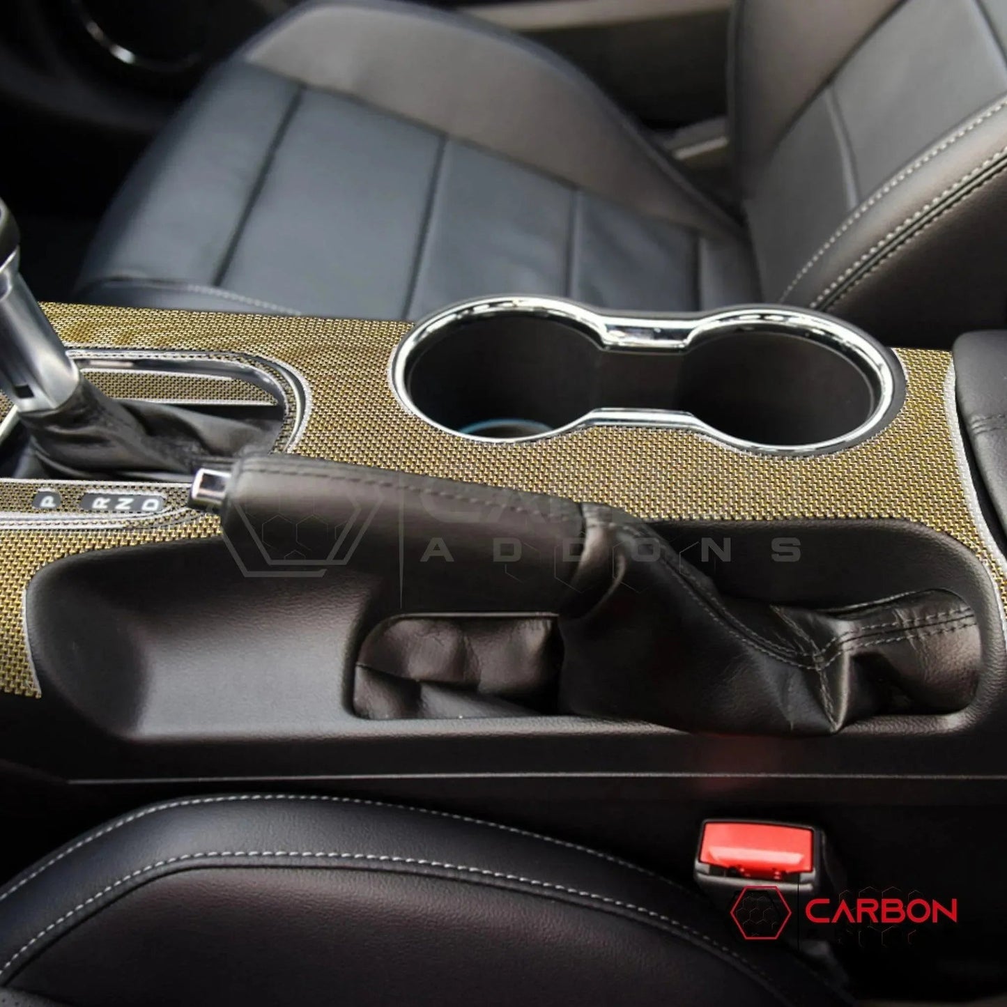 Reflective Carbon Fiber Center Console Overlay for 2015–2023 Ford Mustang