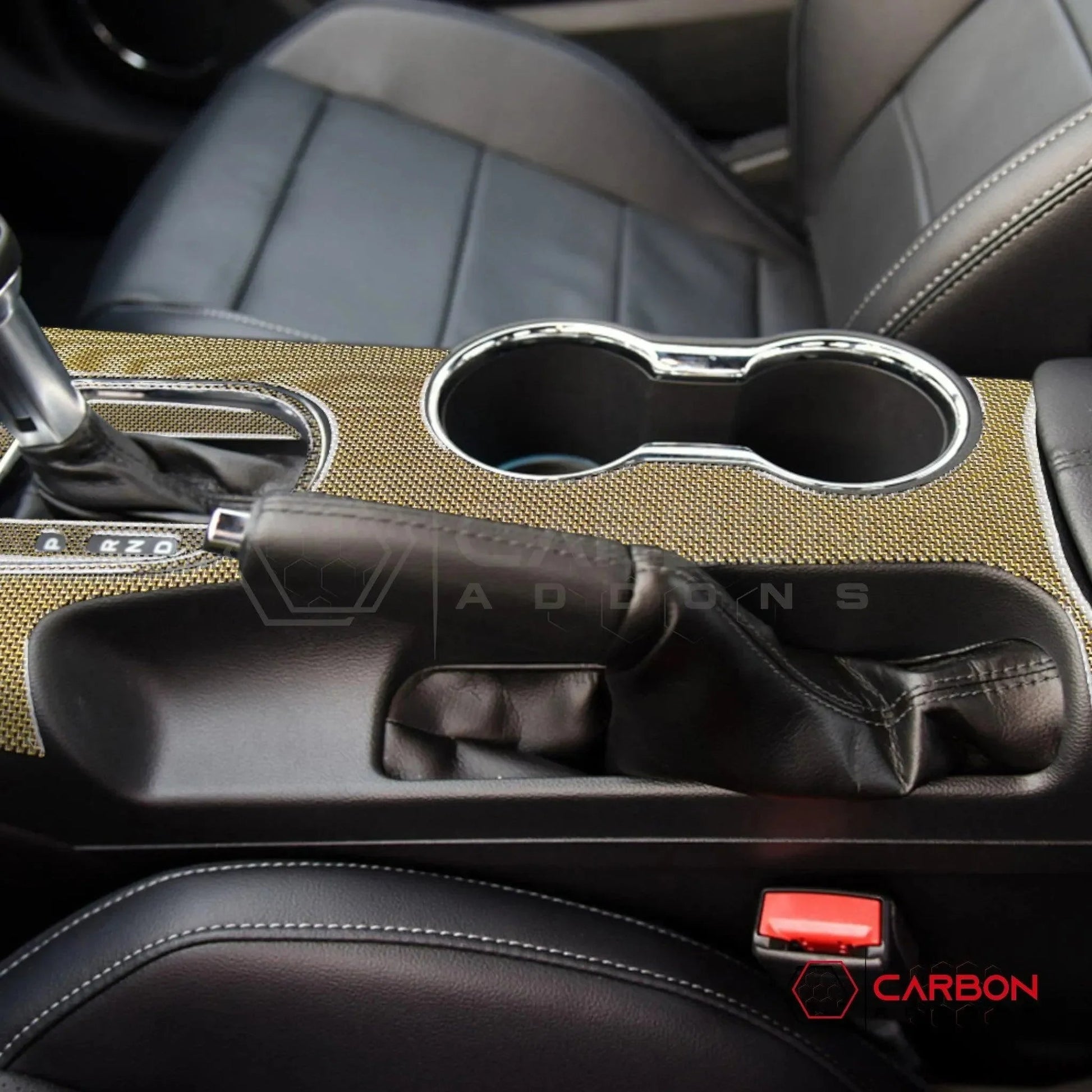 Reflective Carbon Fiber Center Console Overlay for 2015–2023 Ford Mustang