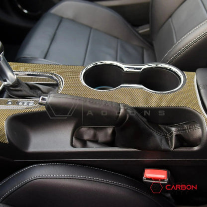 Reflective Carbon Fiber Center Console Overlay for 2015–2023 Ford Mustang