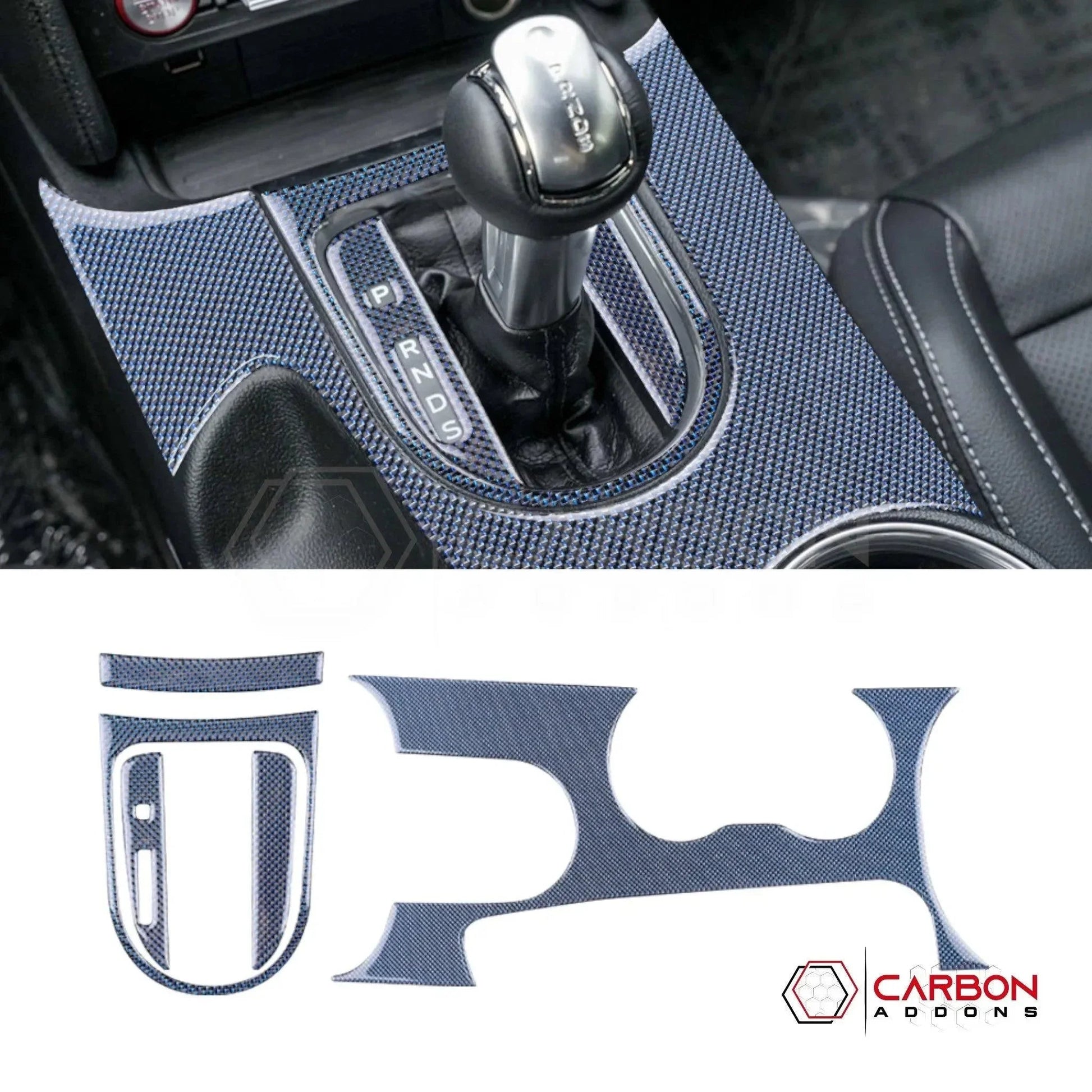 Reflective Carbon Fiber Center Console Overlay for 2015–2023 Ford Mustang