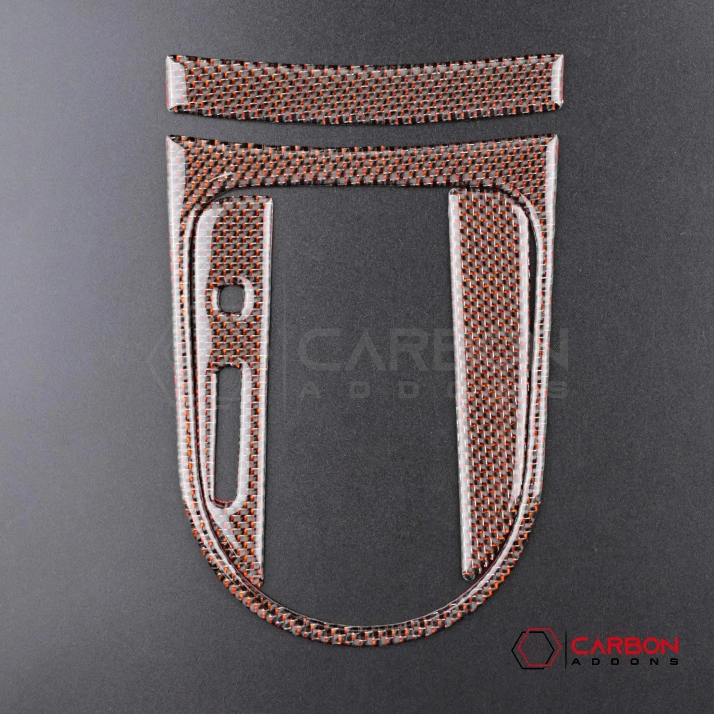 Reflective Carbon Fiber Center Console Overlay for 2015–2023 Ford Mustang