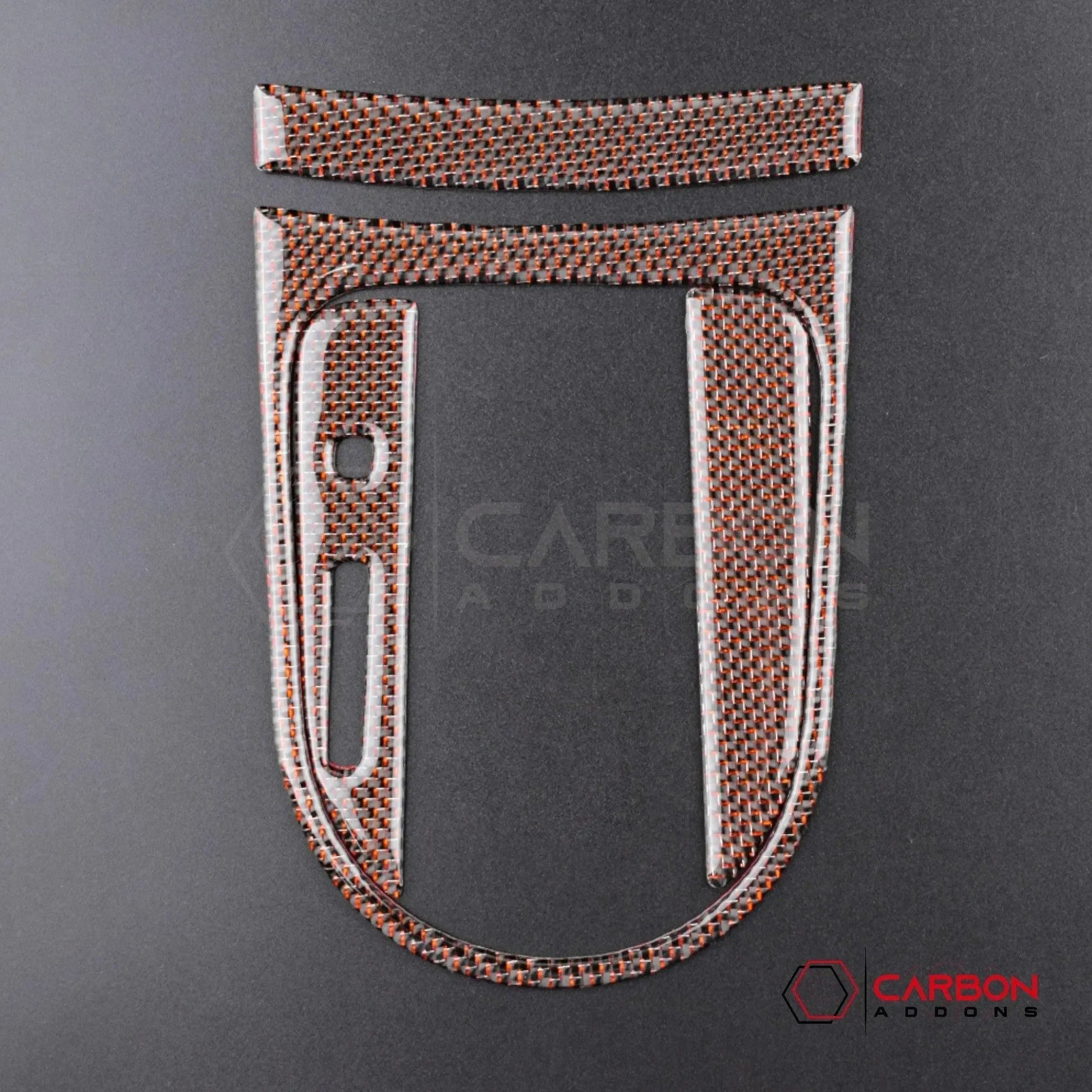 Reflective Carbon Fiber Center Console Overlay for 2015–2023 Ford Mustang