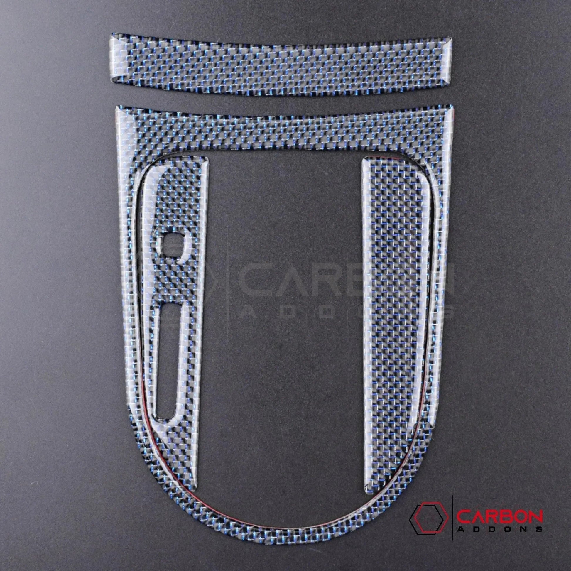 Reflective Carbon Fiber Center Console Overlay for 2015–2023 Ford Mustang