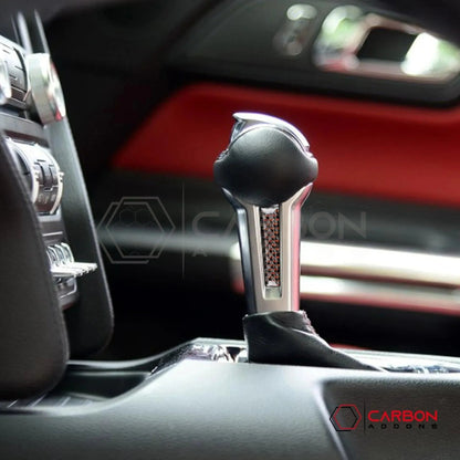 Carbon Fiber Shift Knob Side Trim Overlay for 2015–2023 Ford Mustang