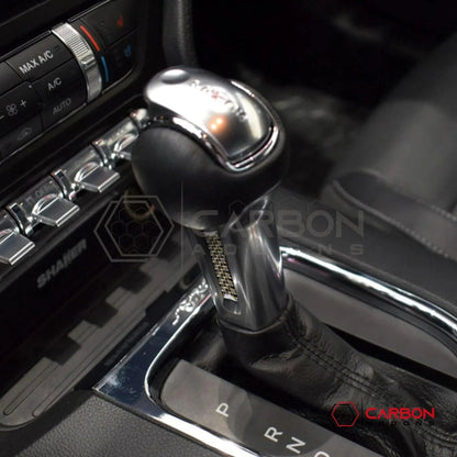 Carbon Fiber Shift Knob Side Trim Overlay for 2015–2023 Ford Mustang
