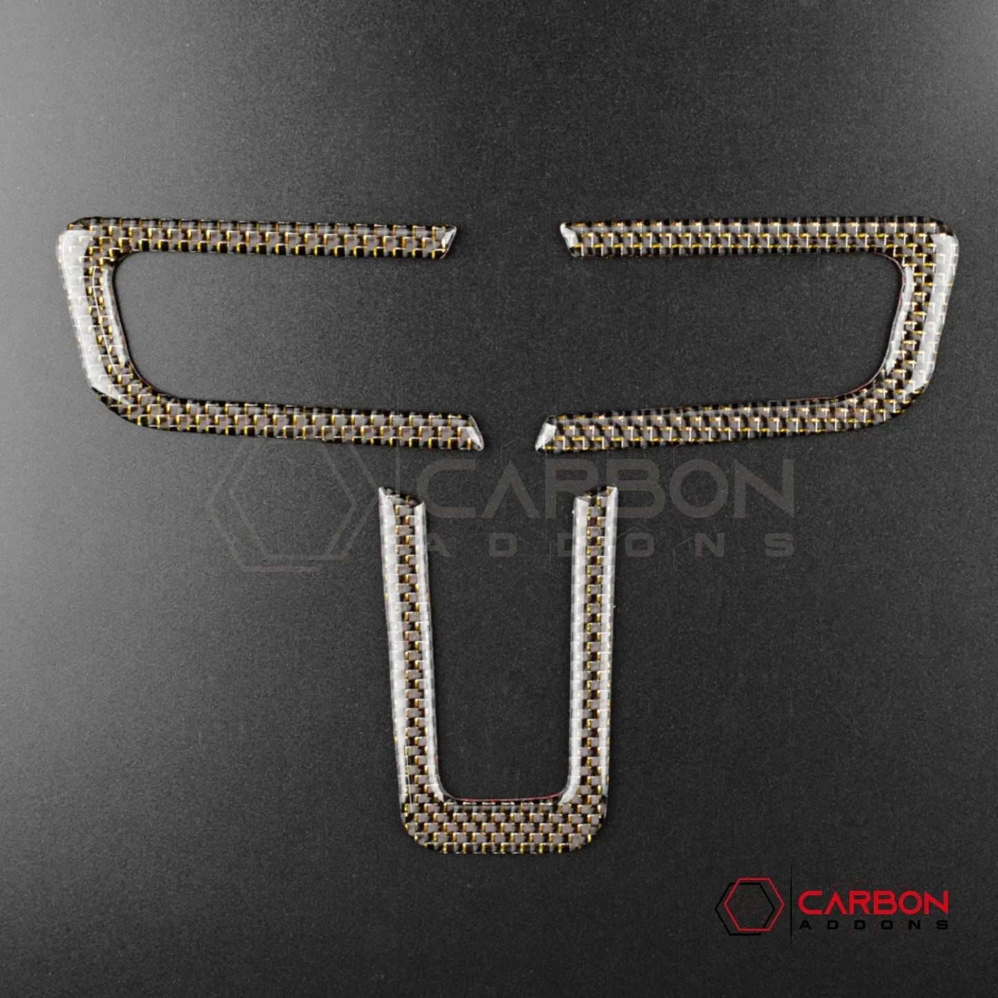 Reflective Carbon Fiber Steering Wheel Chrome Trim Overlay for 2015–2023 Ford Mustang