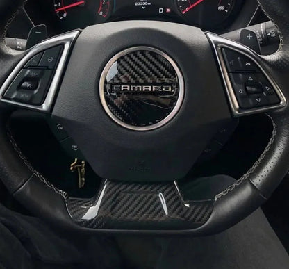 2016-2024 Camaro Carbon Fiber Lower Steering Wheel Emblem Trim Cover