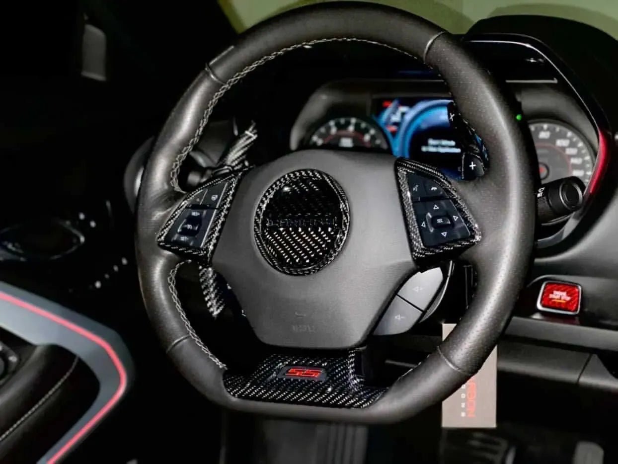2016-2024 Camaro Carbon Fiber Lower Steering Wheel Emblem Trim Cover