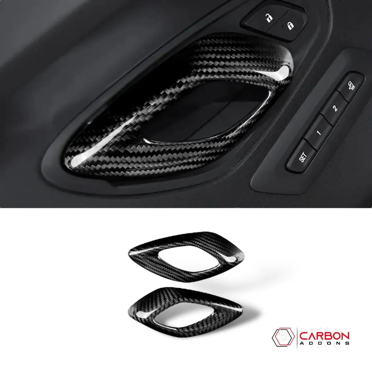 2016-2024 Camaro Real Carbon Fiber Interior Door Handle Chrome Delete Cover