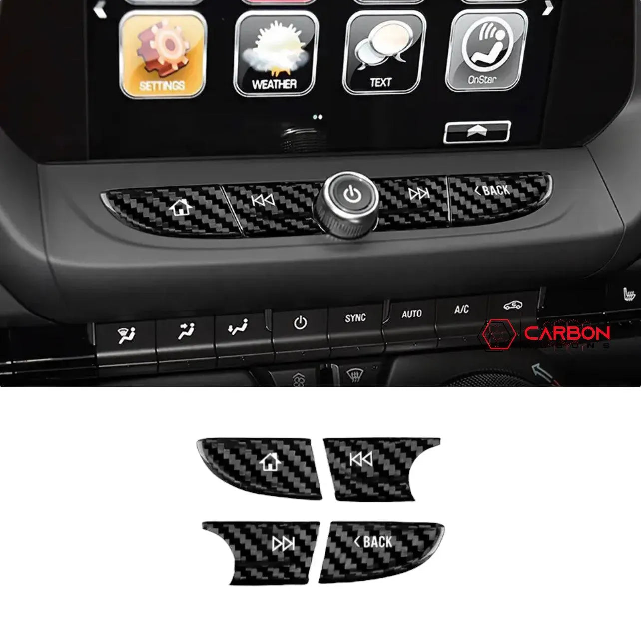 2016-2024 Chevy Camaro Real Carbon Fiber Interior Radio Navigation Button Covers