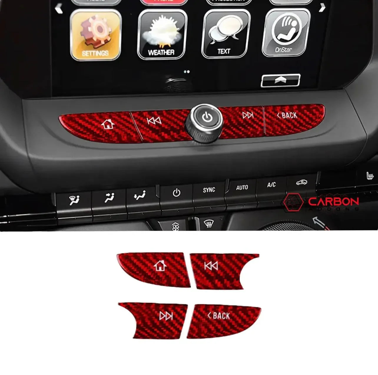 2016-2024 Chevy Camaro Real Carbon Fiber Interior Radio Navigation Button Covers