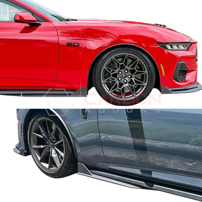 Side Skirt Extensions with Winglets for 2024+ Ford Mustang (ABS Plastic)
