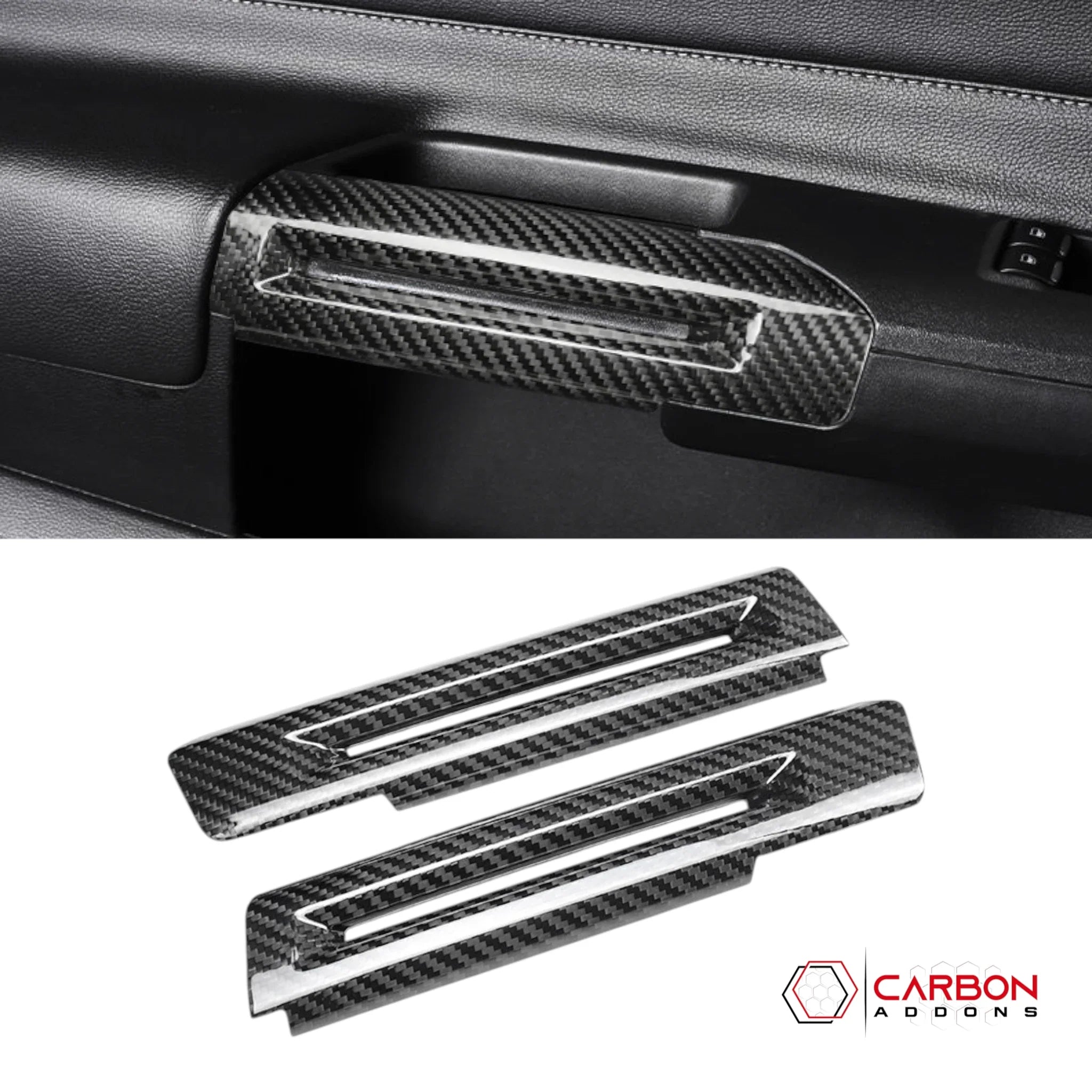 Real Carbon Fiber Door Armrest Trim Covers for 2024+ Ford Mustang