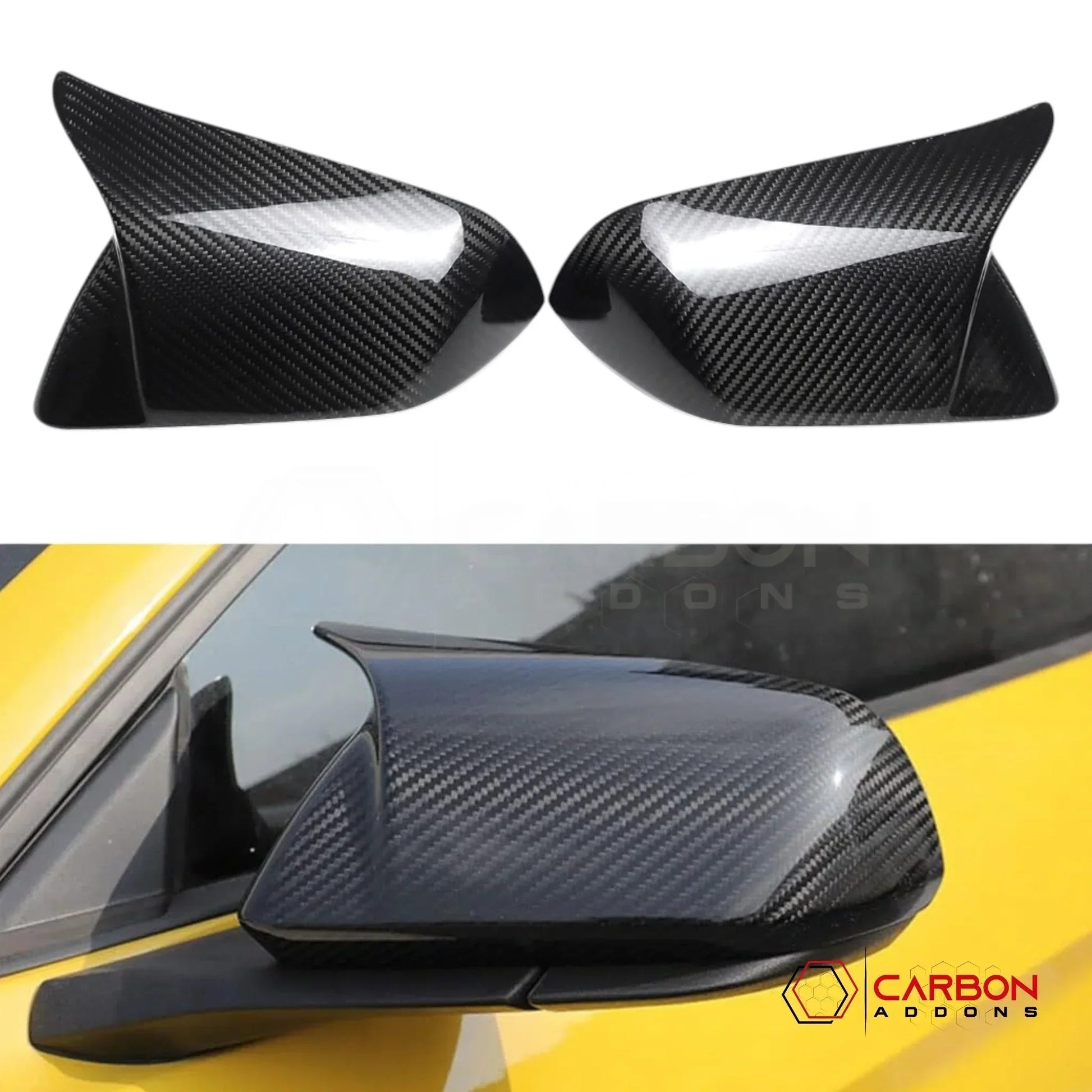 Exterior Carbon Fiber M Style Mirror Covers For Mustang 2015-2023