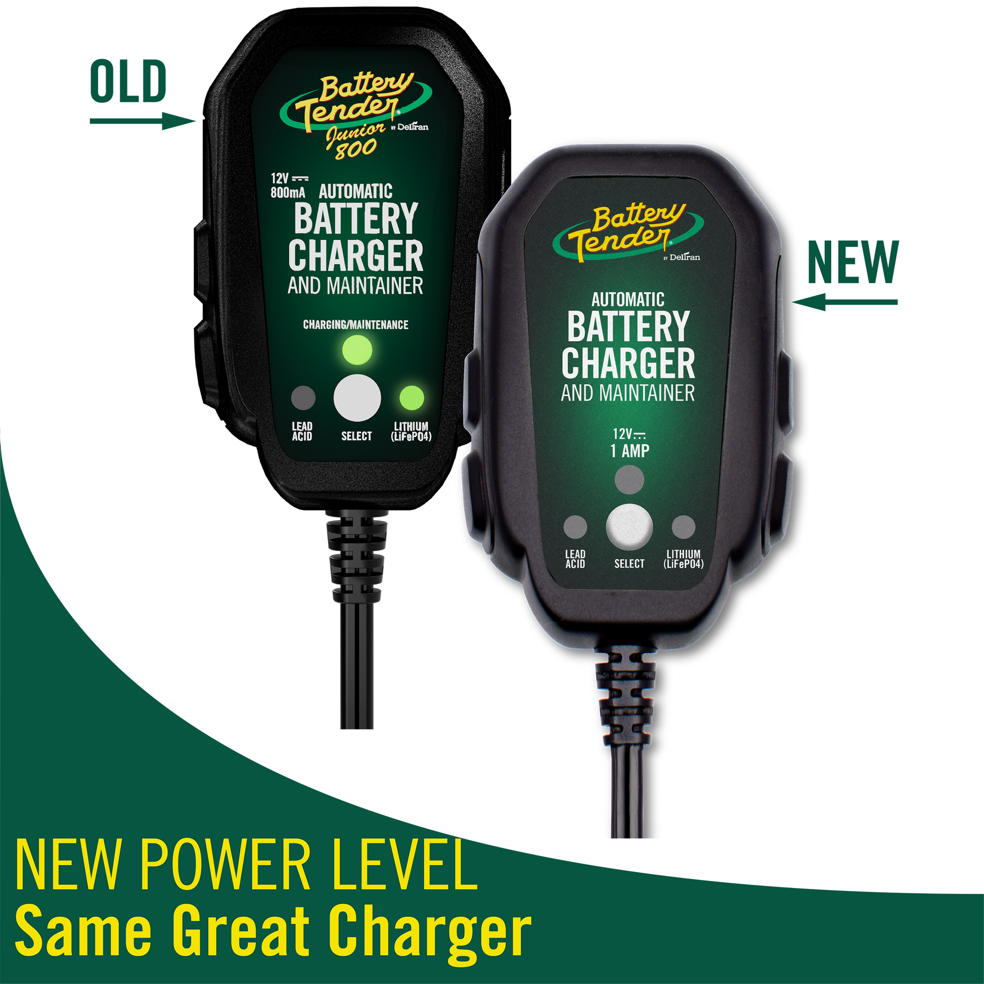 Battery Tender Junior 1 AMP 12V Selectable Chemistry Battery Charger and Maintainer