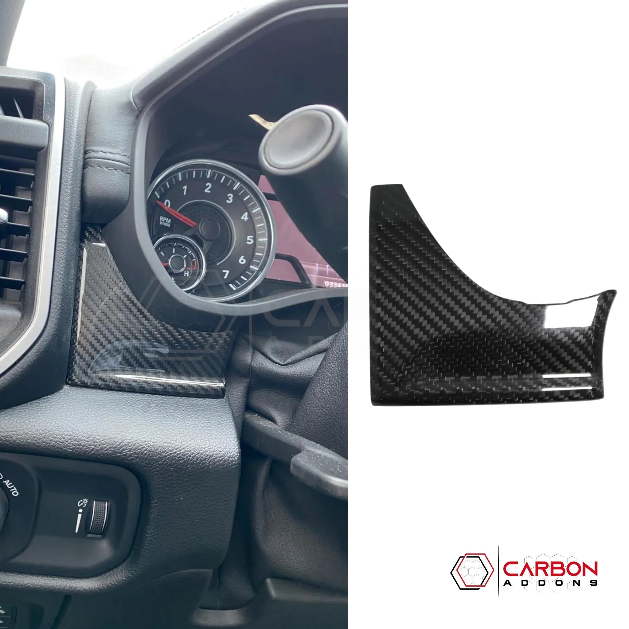 2019+ RAM 1500/TRX Driver Side Left Dash Trim Hard Carbon Fiber Cover