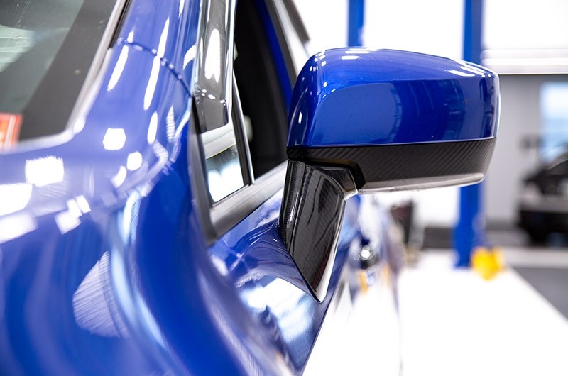 OLM LE Dry Carbon Fiber Lower Mirror Mount Cover - 2015-2021 Subaru WRX / STI / 2015-2017 Crosstrek