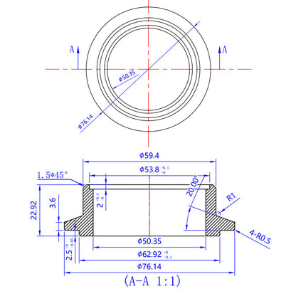 Turbo Inlet Flange - BorgWarner EFR6258, 6758, 7064, 7163, 7670, 8374, 9180 - 304 Stainless