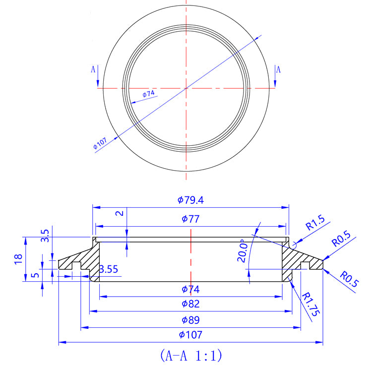 Turbo Compressor Flange - Garrett GT42, GT45/GTX45, GT47/GTX47, GTX50, GT55/GTX55 - 6061 Aluminum