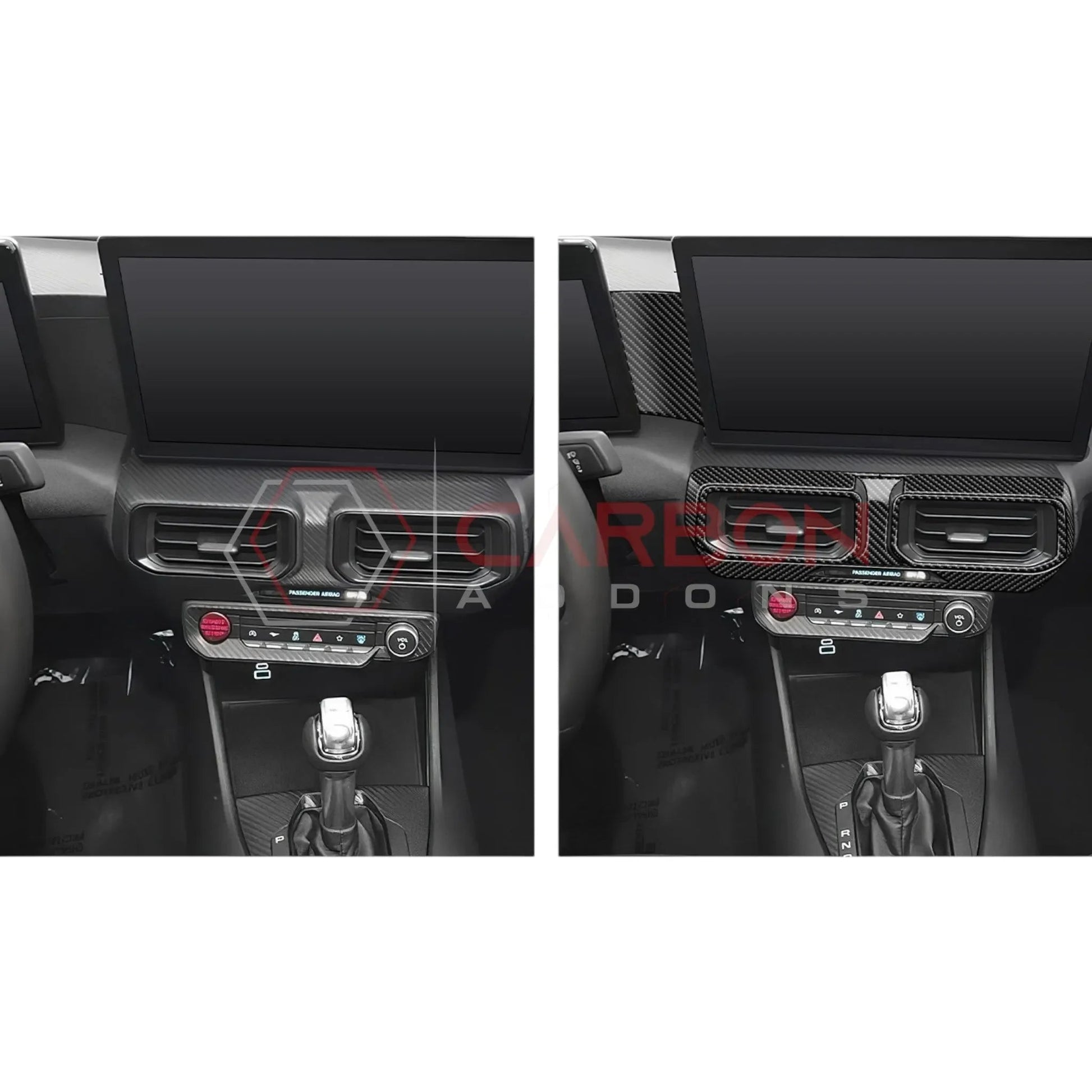 Real Carbon Fiber Center Dashboard A/C Vent Trim Overlays for 2024+ Ford Mustang