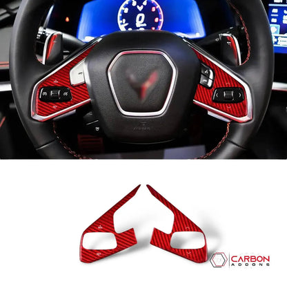 C8 Corvette Carbon Fiber Steering Wheel Button Trim Cover